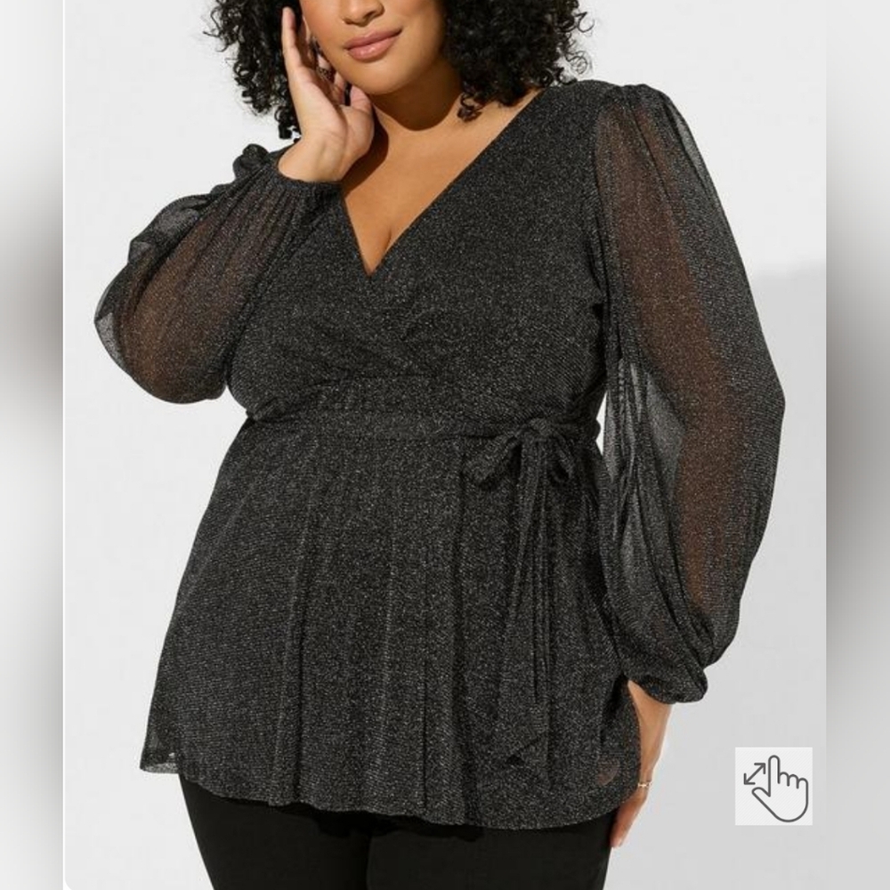 NWOT Torrid Knit Glitter Lurex Surplice Peplum Top Size 00 torrid size  -large